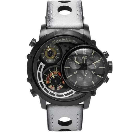 Alexandre Christie GMT Chronograph 9221MTLIPBA Quartz Leather Sports Watch