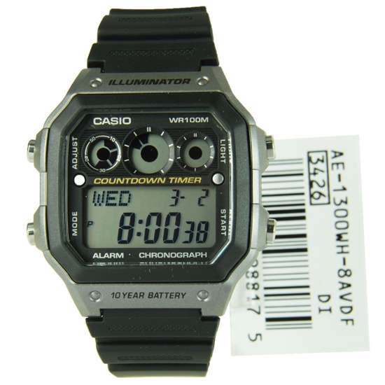 Casio Collection Black and Grey Illumir Chronograph Resin Watch AE-1300WH-8A AE-1300WH