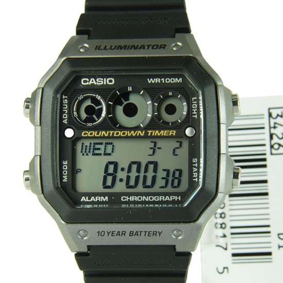 Casio Unisex Collection Black and Grey Illuminator Chronograph Resin Watch AE-1300WH-2AV AE-1300WH
