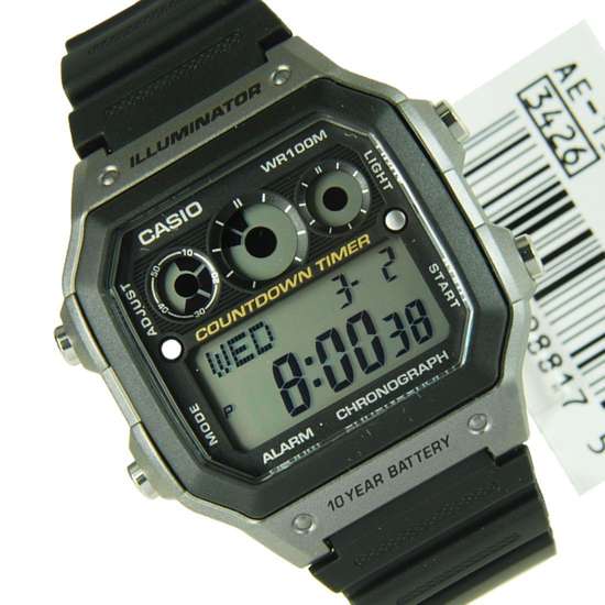 Casio Unisex Collection Black and Grey Illuminator Chronograph Resin Watch AE-1300WH-2AV AE-1300WH