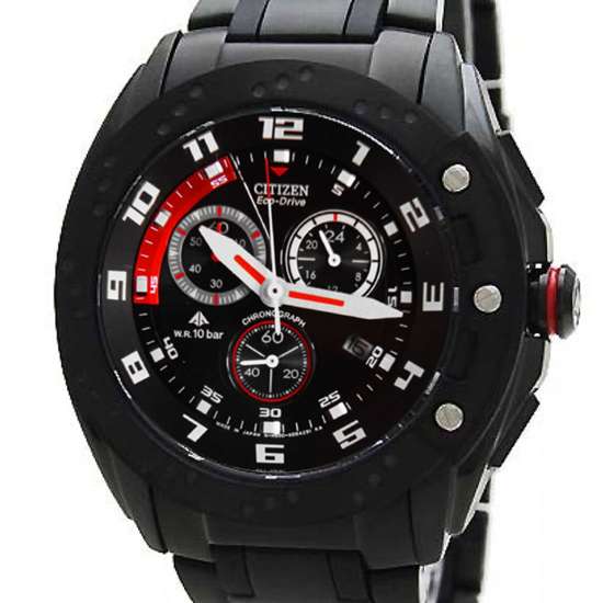 Citizen Promaster Eco-Drive Gents Black Chronograph Watch AT0729-51E