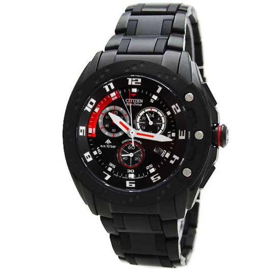 Citizen Promaster Eco-Drive Gents Black Chronograph Watch AT0729-51E