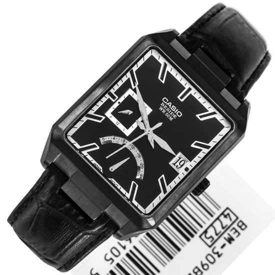 Casio Beside Retrograde Square Black Mens Watch BEM-309BL-1AV