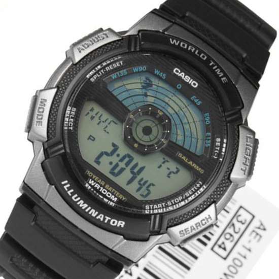 Casio World Time Digital Sports Watch AE1100W-1 AE-1100W-1A