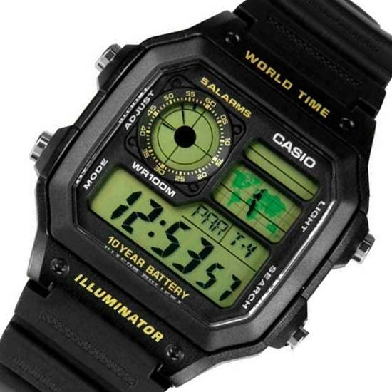 Casio AE-1200WH-1BV AE1200WH-1B Digital World Time Watch