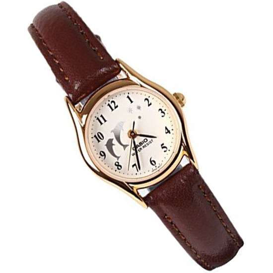 Casio Dolphin LTP-1094Q-7B9 LTP1094Q-7B9 LTP-1094Q-7B9RDF Ladies Leather Watch