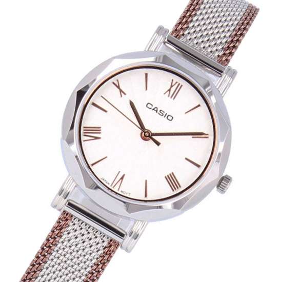 Casio Ladies LTP-E411MSR-7A LTPE411MSR-7A Fashion Mesh Casual Watch