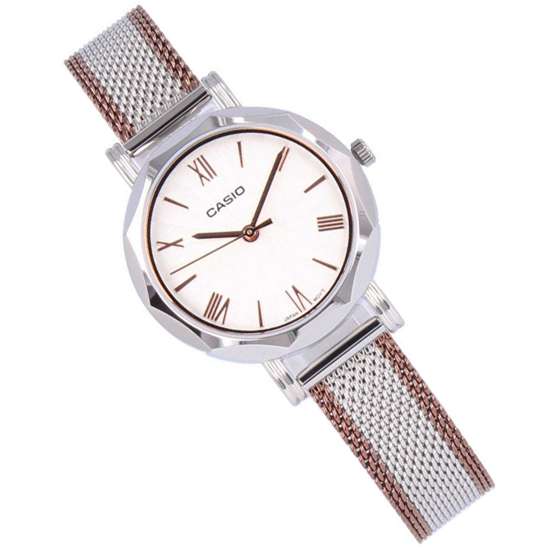 Casio Ladies LTP-E411MSR-7A LTPE411MSR-7A Fashion Mesh Casual Watch