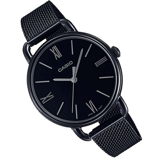 Casio Ladies LTP-E414MB-1A LTPE414MB-1A Black Mesh Casual Watch