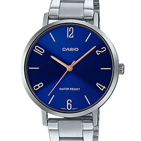 Casio LTP-VT01D-2B2 LTPVT01D-2B2 LTP-VT01D-2B2UDF Ladies Stainless Steel Watch