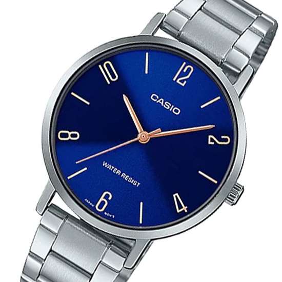 Casio LTP-VT01D-2B2 LTPVT01D-2B2 LTP-VT01D-2B2UDF Ladies Stainless Steel Watch