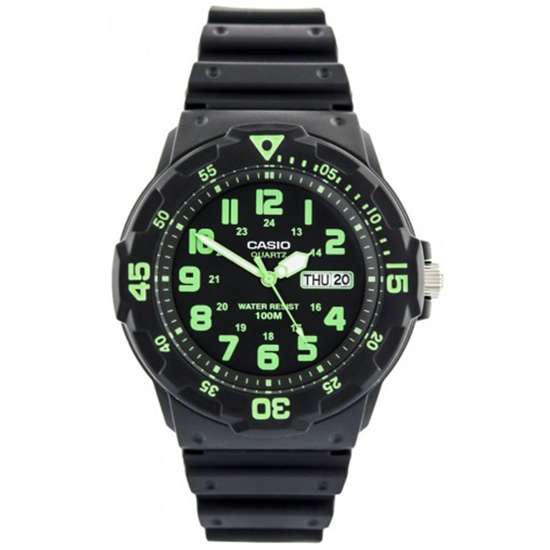 Casio Black Green Standard Analog Watch MRW-200H-3B MRW-200H-3BV
