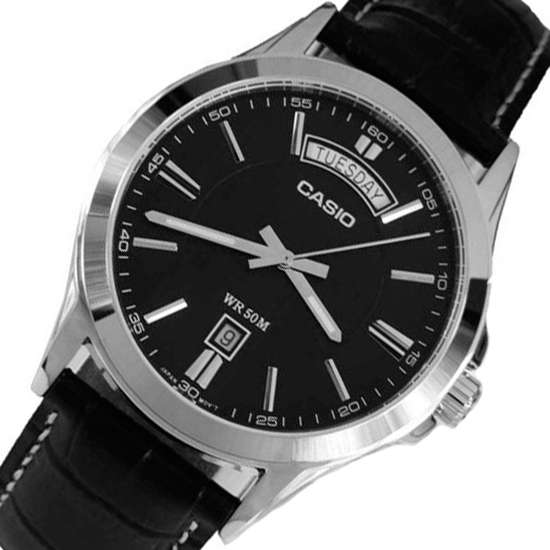 Casio MTP-1381L-1AV MTP1381L-1A Male Leather Watch