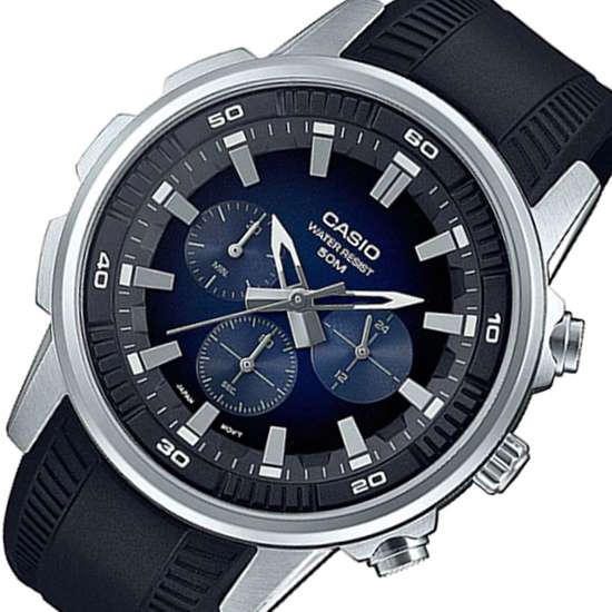 Casio Classic Blue Chronograph MTP-E505-2A MTPE505-2 Rubber Watch