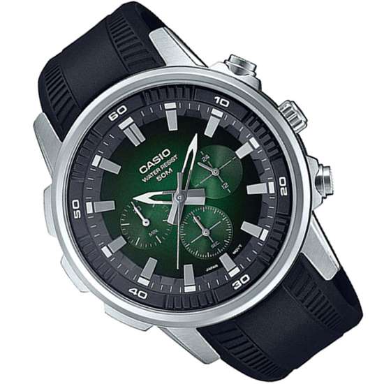 Casio Classic Green Chronograph MTP-E505-3A MTPE505-3 Rubber Watch