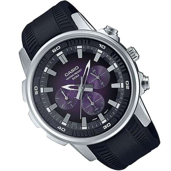 Casio Classic Purple Chronograph MTP-E505-6A MTPE505-6 Rubber Watch