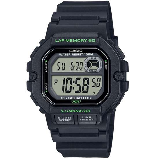 Casio Black Digital Lap Memory WS-1400H-1A WS1400H-1 Dual Time Watch