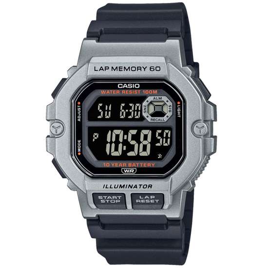 Casio Silver Digital Lap Memory WS-1400H-1B WS1400H-1B Dual Time Watch
