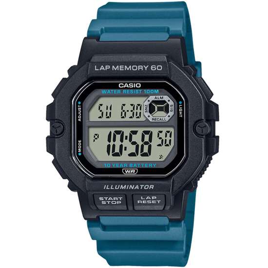 Casio Blue Digital Lap Memory WS-1400H-3A WS1400H-3A Dual Time Watch