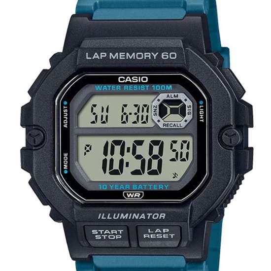 Casio Blue Digital Lap Memory WS-1400H-3A WS1400H-3A Dual Time Watch