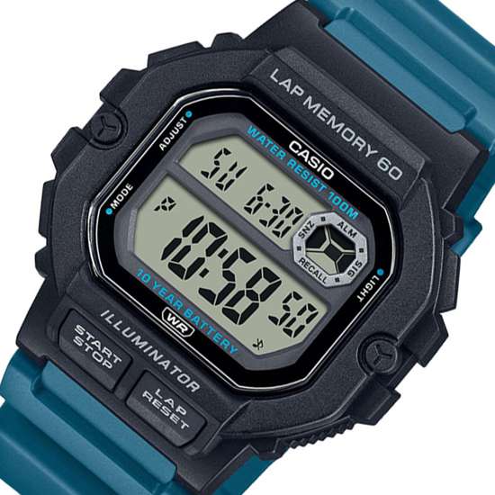 Casio Blue Digital Lap Memory WS-1400H-3A WS1400H-3A Dual Time Watch