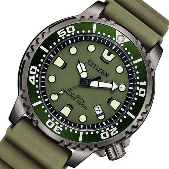 Citizen Promaster Marine BN0157-11X Eco-Drive Green Rubber Watch