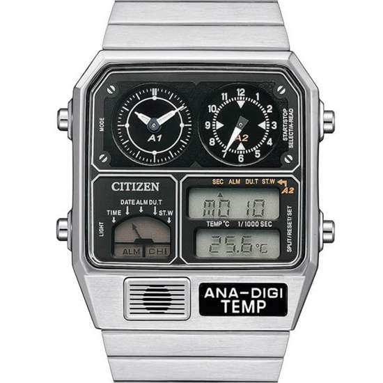 Citizen Analog Digital JG2101-78E TEMP Dual Time Rectangular Watch