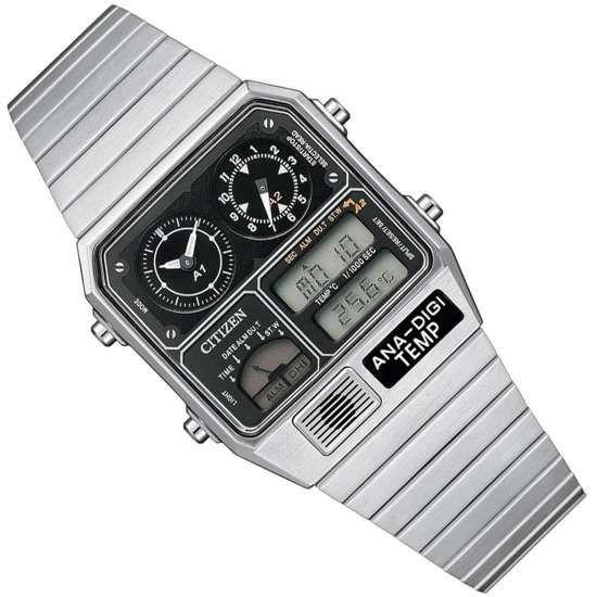 Citizen Analog Digital JG2101-78E TEMP Dual Time Rectangular Watch