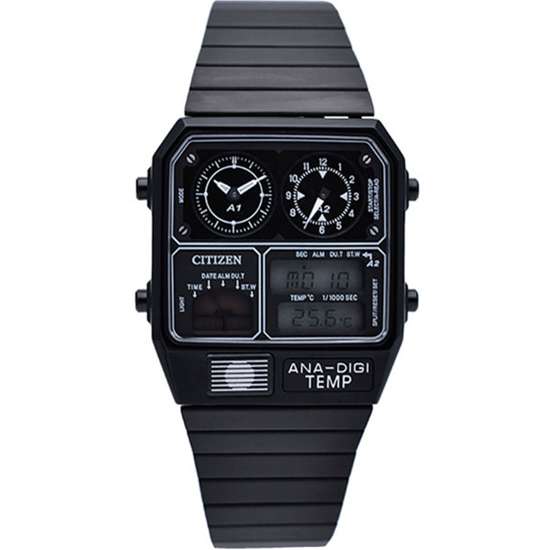 Citizen Analog Digital JG2105-93E Temperature Alarm Square Watch