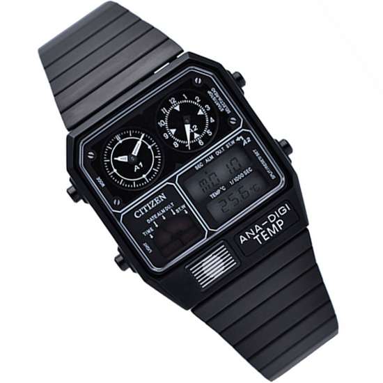 Citizen Analog Digital JG2105-93E Temperature Alarm Square Watch