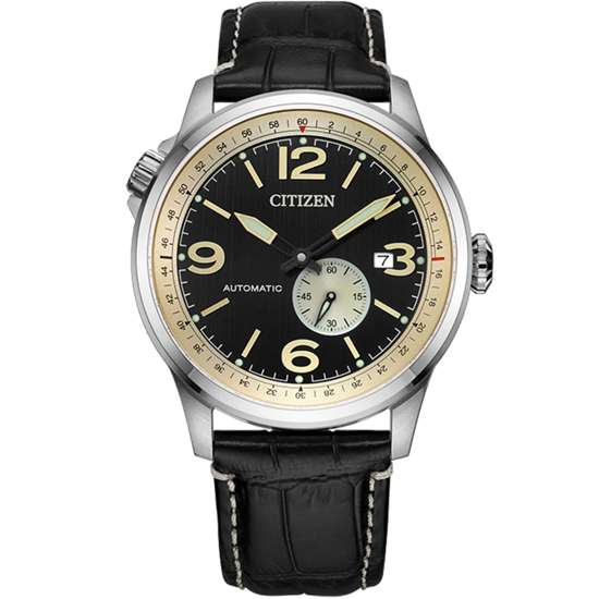 Citizen Automatic NJ0140-17E Leather Analog Mens Pilot Watch