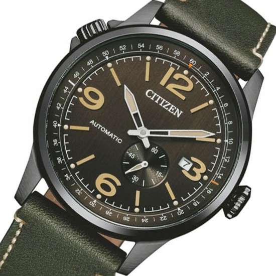 Citizen Automatic NJ0147-18X Leather Analog Mens Pilot Watch