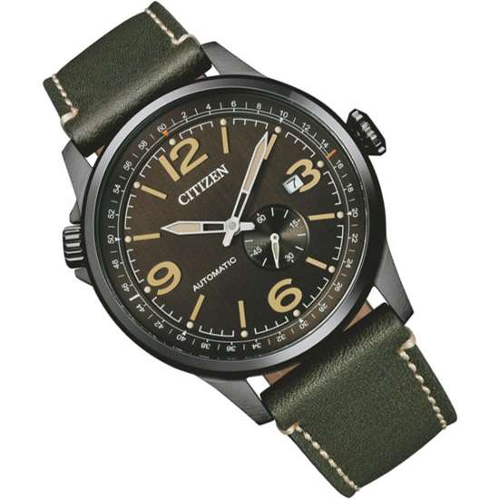 Citizen Automatic NJ0147-18X Leather Analog Mens Pilot Watch