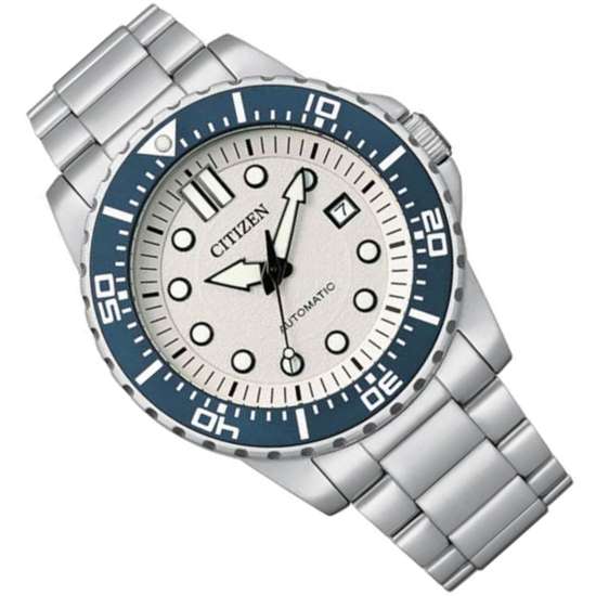 Citizen Urban Automatic NJ0171-81A White Dial Blue Rotating Bezel Watch