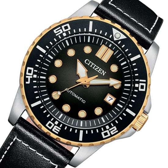 Citizen Automatic NJ0176-10E Black Dial Leather Mens Watch
