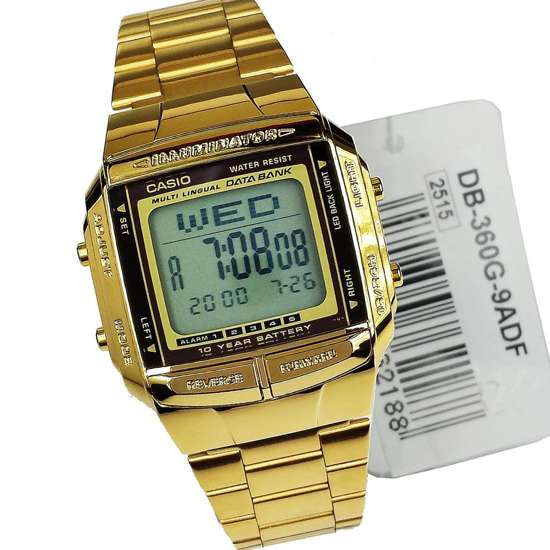 DB-360G-9A Casio Gold Plated Data Bank Mens Watch