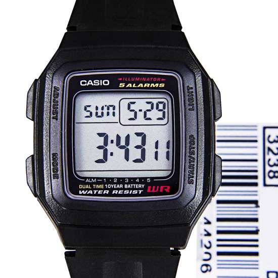Casio Illuminator Dual Time 5 Alarm Mens Sport Watch F-201WA-1A