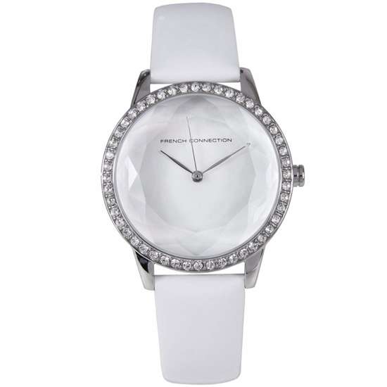 French Connection Womens FC1215W FC1215WA White Leather Quartz Fashion Watch