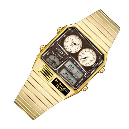 Citizen Analog Digital JG2103-72X Temperature Alarm Square Watch