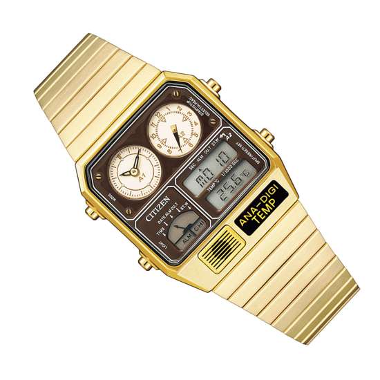 Citizen Analog Digital JG2103-72X Temperature Alarm Square Watch