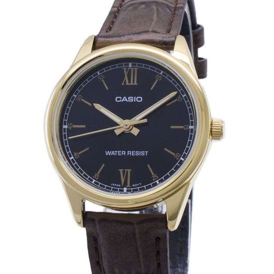 Casio Womens Brown Leather Couple Watch LTP-V005GL-1B2 LTPV005GL-1B2