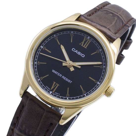 Casio Womens Brown Leather Couple Watch LTP-V005GL-1B2 LTPV005GL-1B2