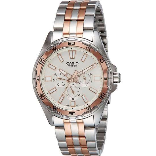 Casio Enticer MTD-300RG-7A MTD-300RG-7 Rose Gold Silver Business Watch