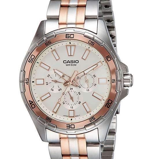 Casio Enticer MTD-300RG-7A MTD-300RG-7 Rose Gold Silver Business Watch