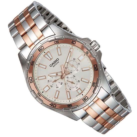 Casio Enticer MTD-300RG-7A MTD-300RG-7 Rose Gold Silver Business Watch
