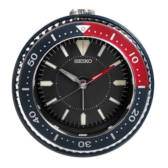 Seiko Beside Bed Alarm Pepsi Blue Table Clock QHE184E QHE184 QHE184-E