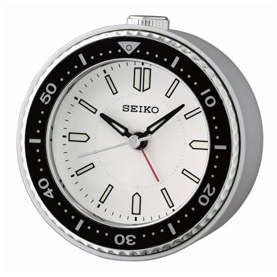 Seiko Beside Bed Alarm White Bezel Table Clock QHE184J QHE184 QHE184-J