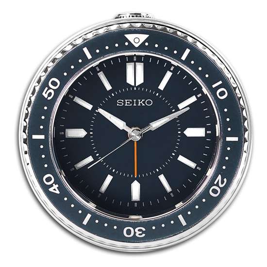 Seiko Beside Bed Alarm Blue Bezel Table Clock QHE184L QHE184 QHE184-L
