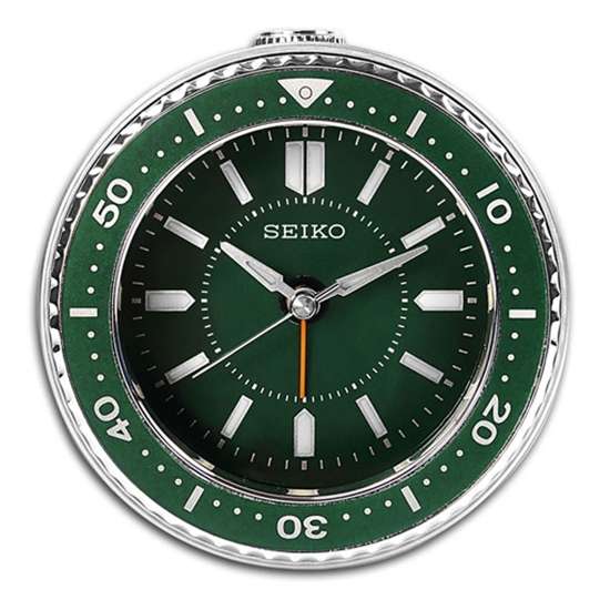 Seiko Beside Bed Alarm Green Bezel Table Clock QHE184M QHE184 QHE184-M
