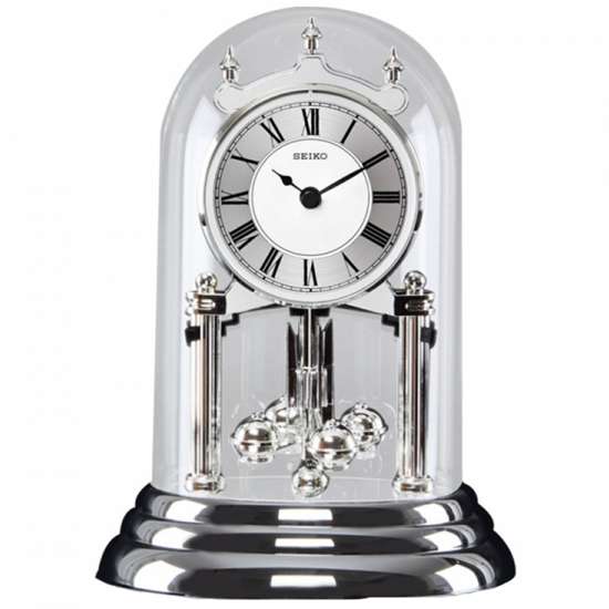 Seiko Anniversary Mantel Silver Pendulum Clock QHN006S